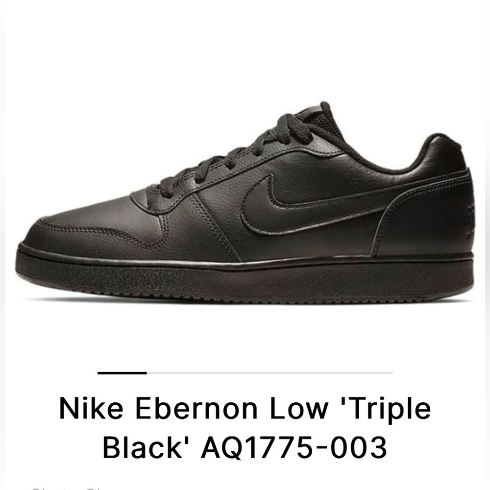 [14] Nike Men’s Ebernon Low Triple Black Sneaker Skate Shoe EUC